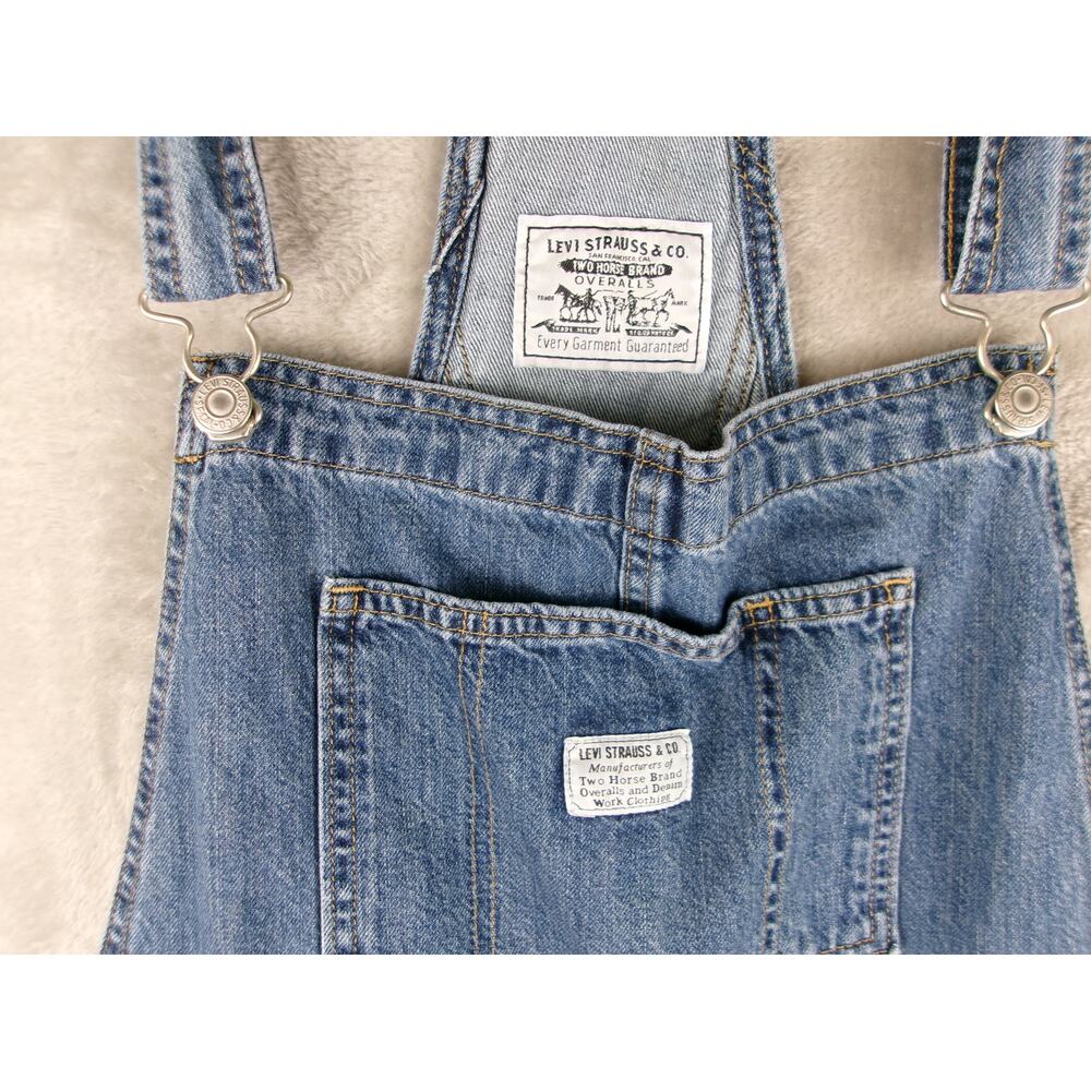 Levi’s Denim Shortalls Womens Medium Blue Bib Overall Shorts M - Picture 2 of 8